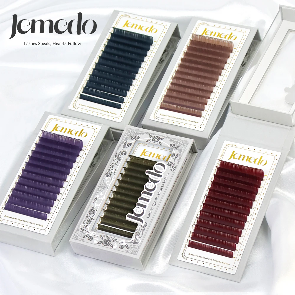 JEMEDO Colorful Eyelashes Brown, Wine, Red, Green Colored Individual Lashes UV/Morandi Matte Party/Daily Eye Lashes Wholesale