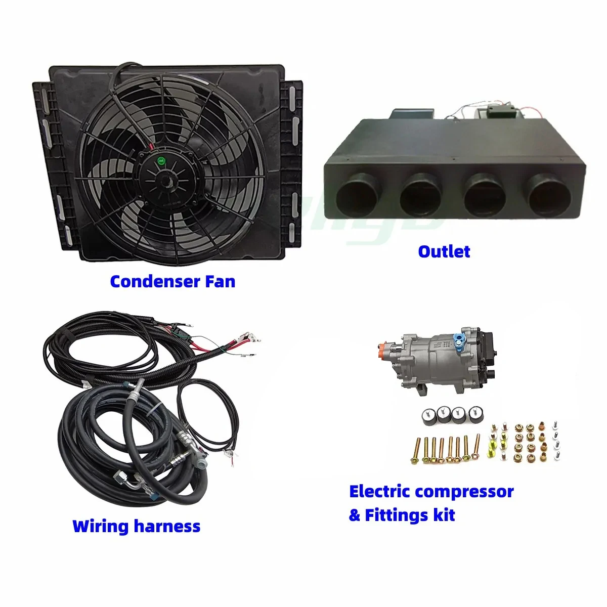 Aspligo Heat and Cool Car Air Conditioner System AC 12V 24V New Energy Parking Conditioning for Tractor Truck Camper Van Caravan