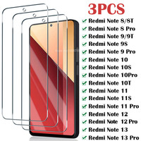 3Pcs Protective Glass for Xiaomi Redmi Note 11 12 13 Pro 11S Screen Protector For Note 8 9 10 Pro 8T 9T 9S 10S Fast Shipping