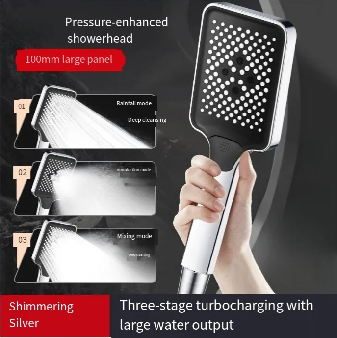 رأس دش قابل للتعديل 3 وضع دش الأمطار تدفق كبير رأس دش ارتفاع ضغط توفير المياه دش خلاط اكسسوارات الحمام #1