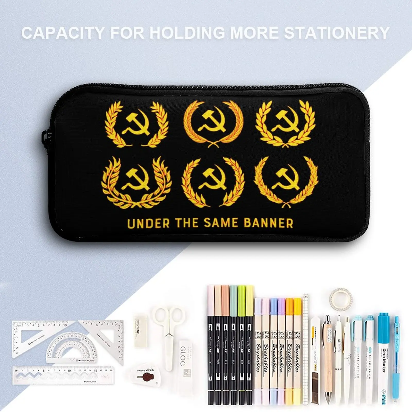 Communist Flags And Slogan Classic For Sa 3 in 1 Set 17 Inch Backpack Lunch Bag Pen Bag  Durable Pencil Case Cosy Travel Funny