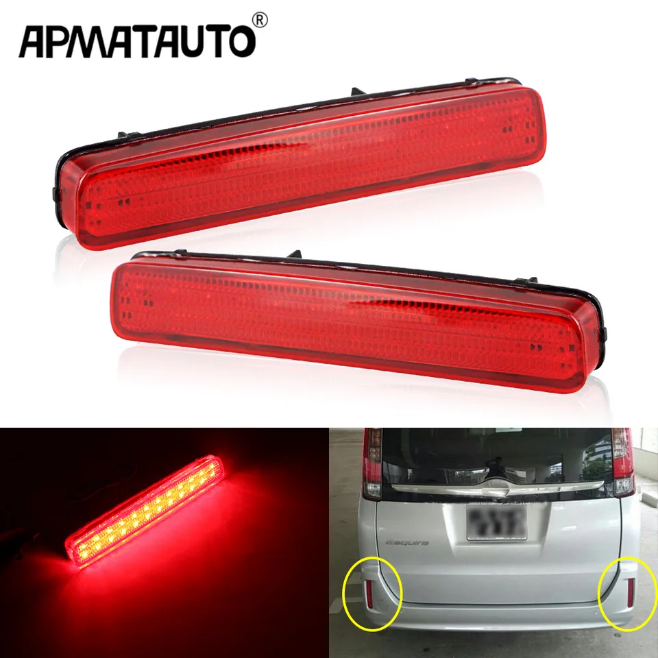 2PCS LED Red Rear Bumper Reflector Tail Brake Light For Toyota