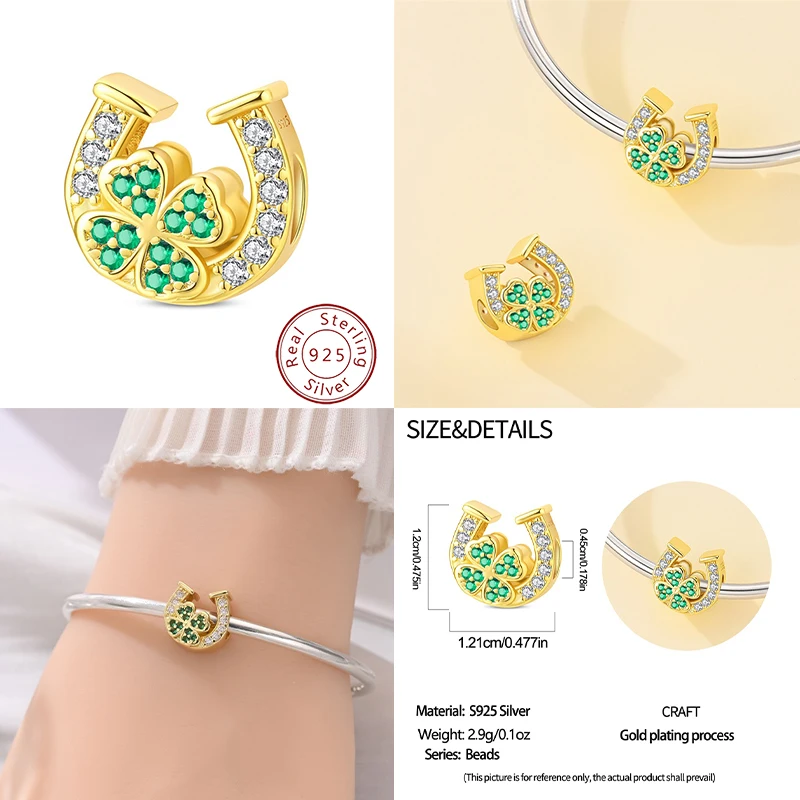 

Новый кулон-подкова из стерлингового серебра 925 пробы с бусинами, подходит для ношения в качестве оригинального женского браслета, украшения для самостоятельного изготовления, домашнего декора.