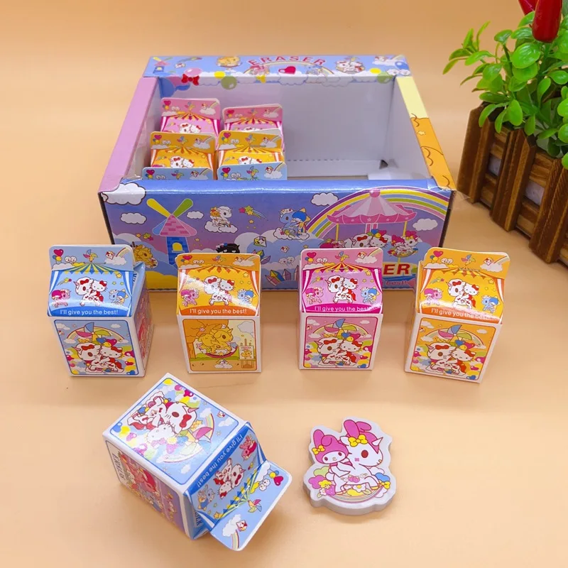 Imagem -03 - Sanrio Melody Kuromi Unicorn Eraser For Kids Cute Writing And Drawing Lápis Presentes de Papelaria Material Escolar 24 Pcs por Lote