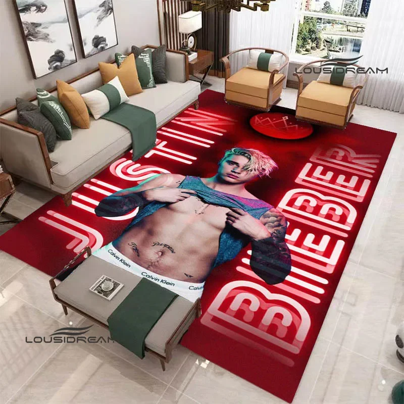 Star Justin Bieber Printed carpet Non -slip carpet rugs for bedroom area rug room decor Yoga mat Door pad birthday gift