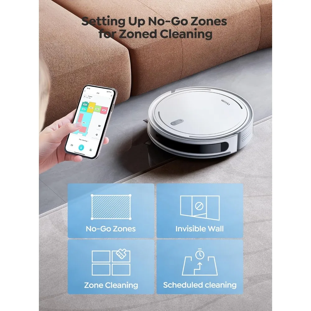 Robot Vacuum, 5000Pa Robot Vacuum and Mop, Smart Navigation, Ultra Slim Robot Vacuum Cleaner Self-Charging, Wi-Fi/App/Alexa Con