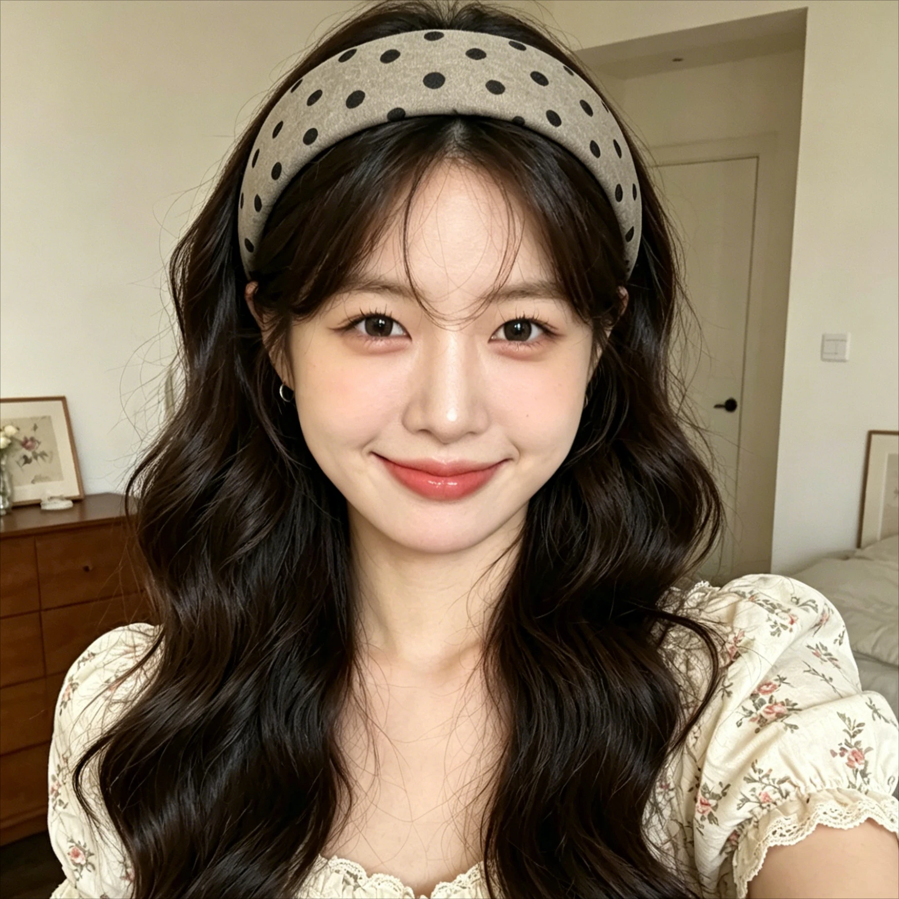 1PC Forest Style Linen Polka Dot Sponge Padded Heightening Headband Breathable Vintage Daily Hair Accessory For Ladies