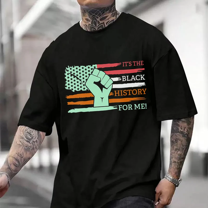 

Men's Women Summer 100% Cotton T-shirt Black History MonthLoose Short Sleeved Casual Basic TShirt Round Neck Tops