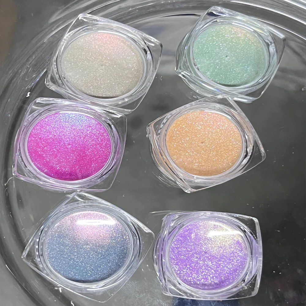 6 colori/set Specchio Scintillante Camaleonte Polvere Glitter per unghie Aurora Opale Specchio magico Olografico Cromo Pigmento Fai da te Sirena per unghie