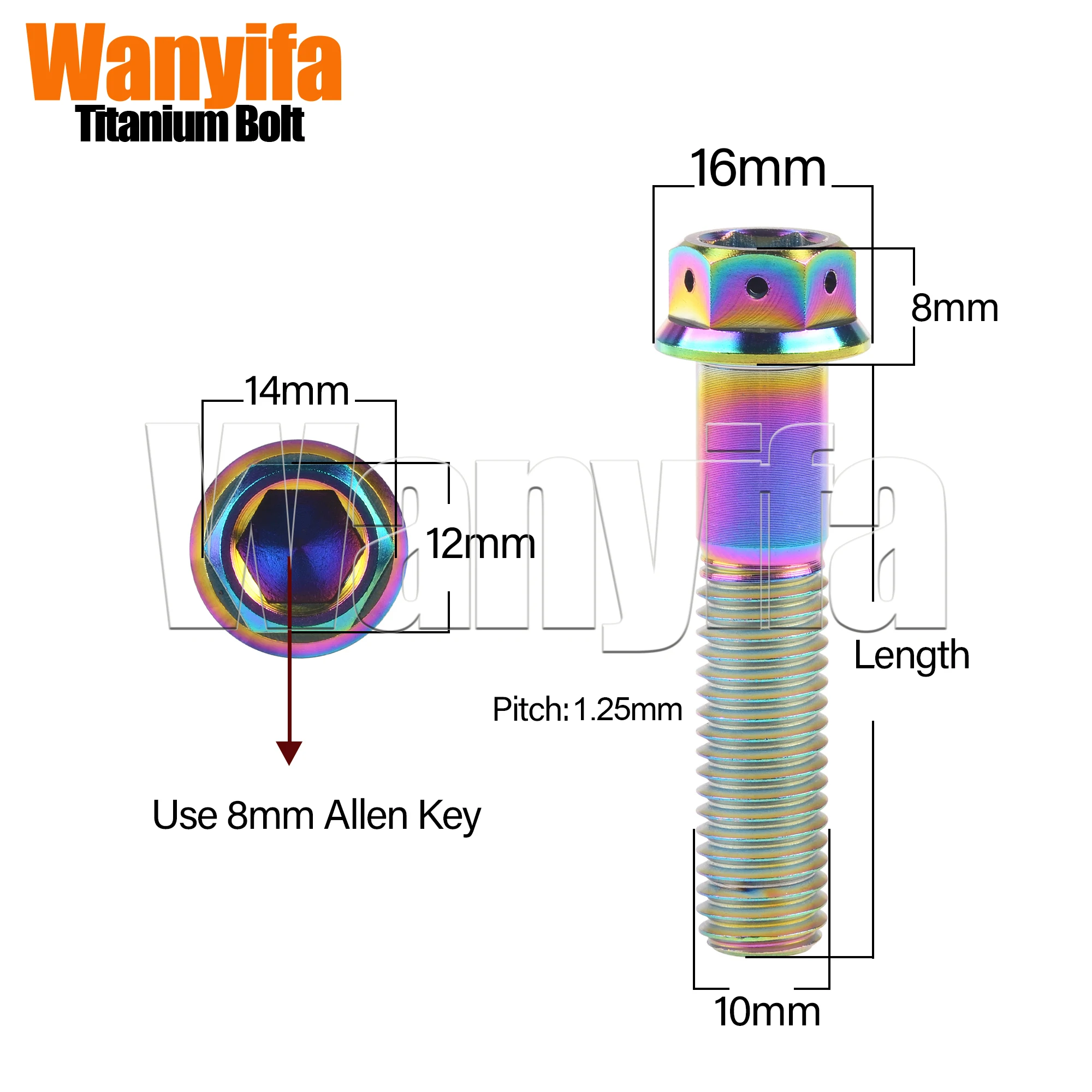 الترباس Wanyifa-التيتانيوم ، رأس شفة ، مسامير الأكمام عرافة ، جزء دراجة نارية ، M10x20 ، 25 ، 30 ، 35 ، 40 ، 45 ، 50 ، 55 ، 60 ، 65 ، 70 ، 75 ، 80 ، 85