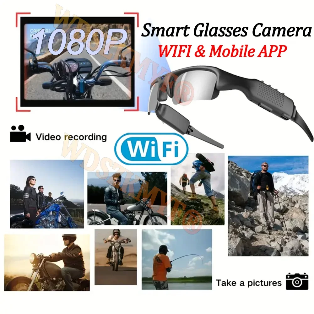 

Умные очки WIFI APP Спортивная DV-камера на открытом воздухе, HD-видеоочки 1080P, широкоугольный 170 ° Камера, Спортивная камера, Верховая езда, Катание на лыжах
