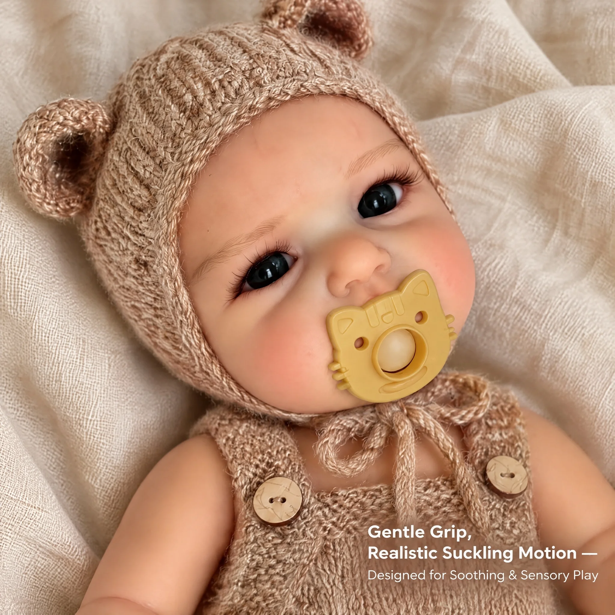 NPK 12inch Super Soft Solid Platinum LouLou Awake Silcone Doll Squishy Elastic Platitum Silicone Baby Doll Weighted around 1.1KG