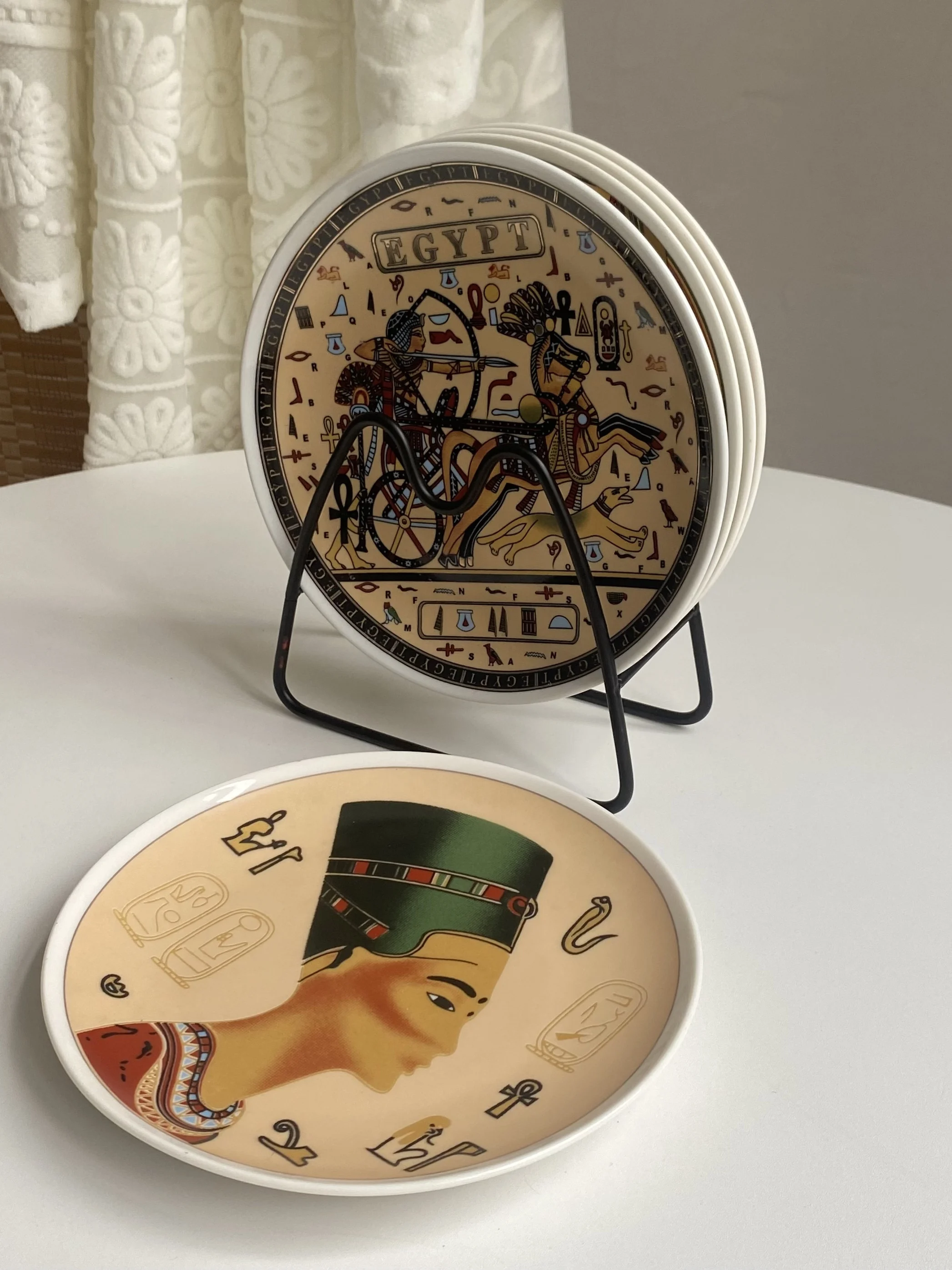 Creative Ceramic Plate Vintage Style Bone Spitting Dish Multi-Functional Decorative Plate for Living Room Dessert 7.5 Inch