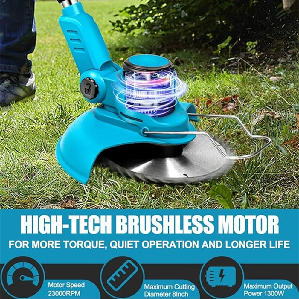 Imagem -03 - sem Fio Elétrico Cortador de Grama sem Escova Aparador sem Fio Weed Wacker Ângulo Comprimento Ajustável Poda Ramo Jardim 1800w