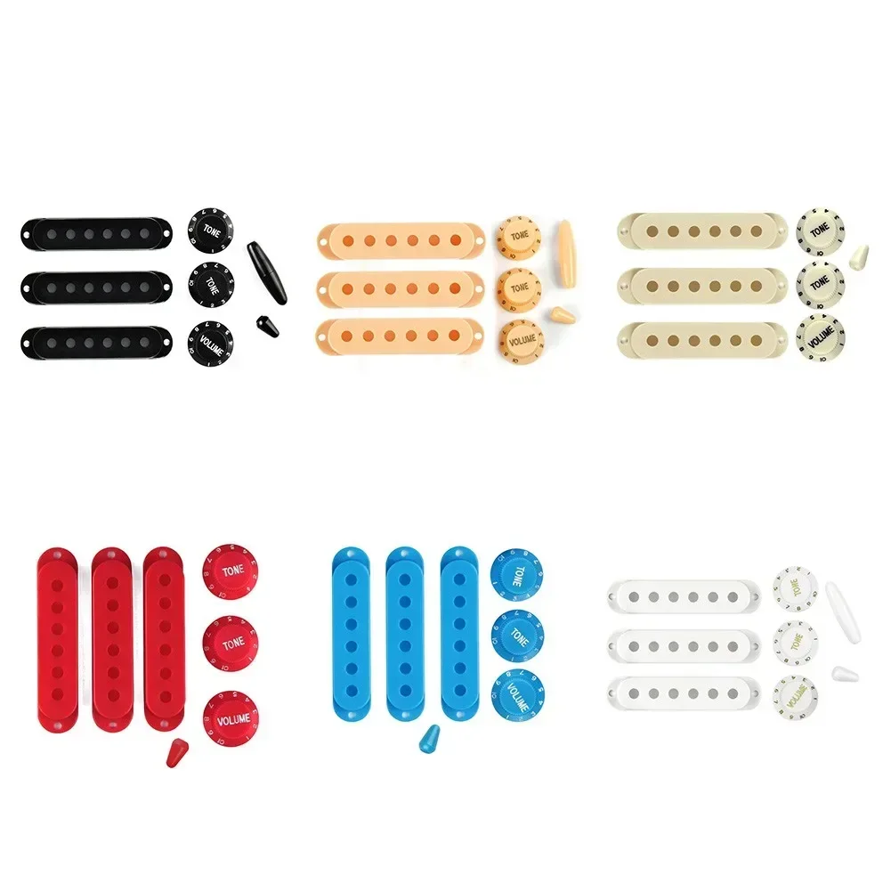 1 Set Multi Color Single Coil Electric Guitar Pickup Cover 1 Volume 2 Tone Speed Control Knob Guitar Switch Tip For Stra