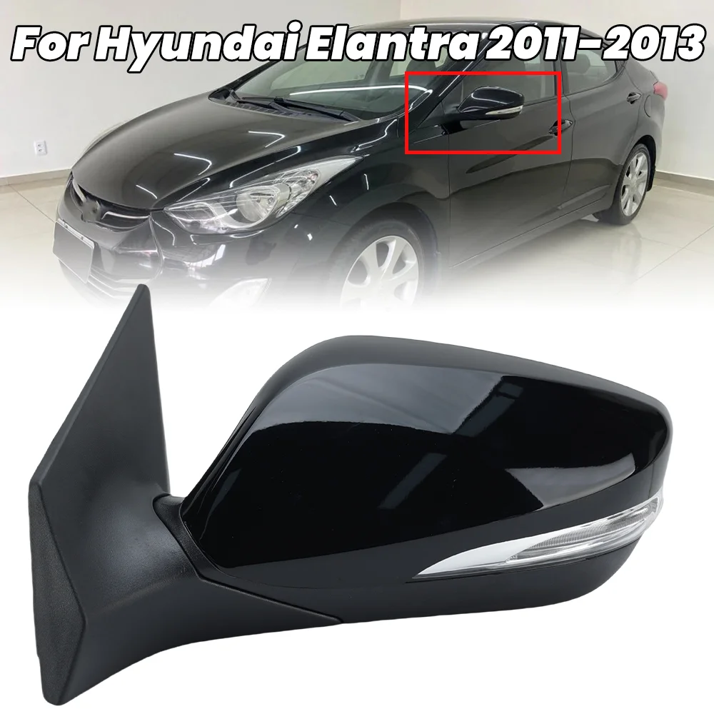 6 Wires Side Rearview Mirror Assembly，Hyundai Elantra 2011 2012 2013 Black Heated Door Wing Rearview Mirror Car Accessories