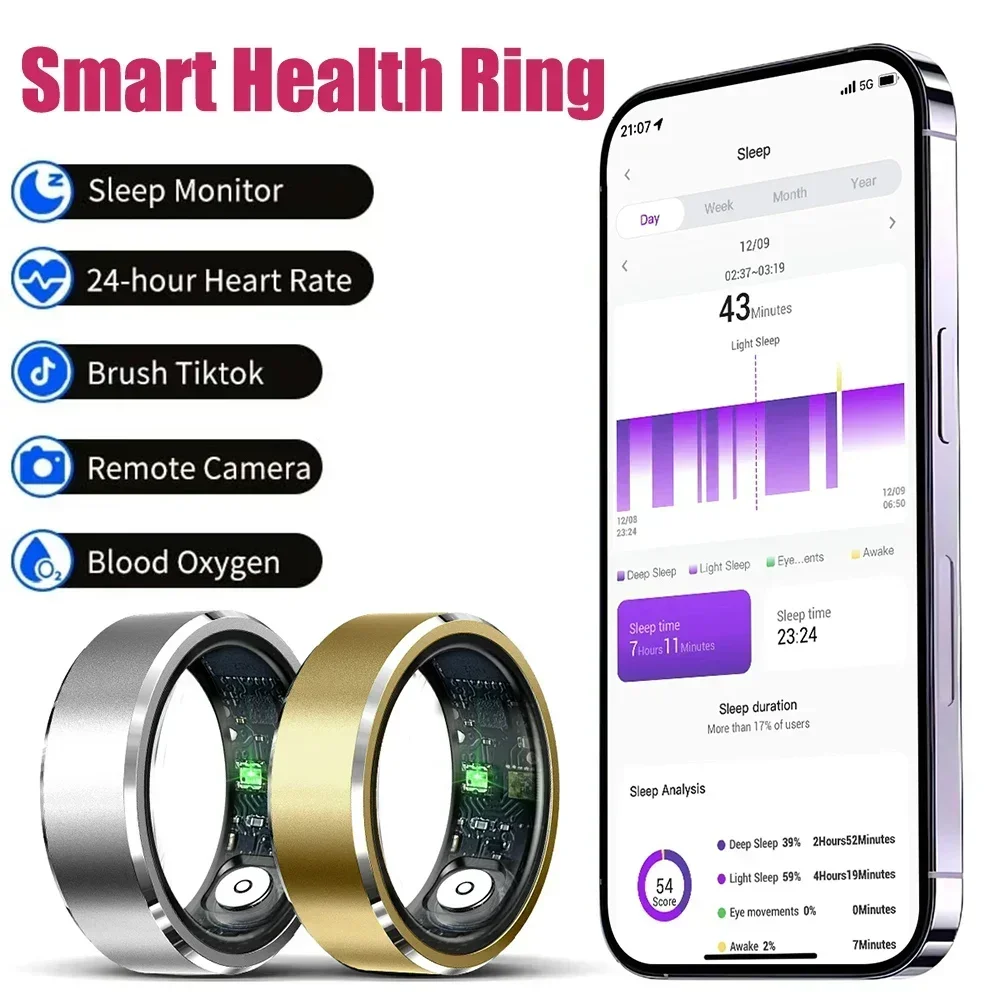 2026 New Multifunctional Smart Ring, Heart Rate Blood Oxygen Pressure Monitor Smart Ring for Men Women Sleep Fitness Tracker