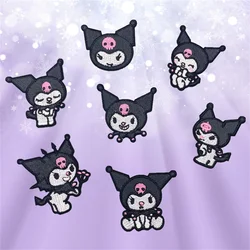 Sanrio Kuromi Melody Letter-parche de tela bordado autoadhesivo, Parche de planchado con pegamento de dibujos animados, ropa de moda, regalo Kawaii