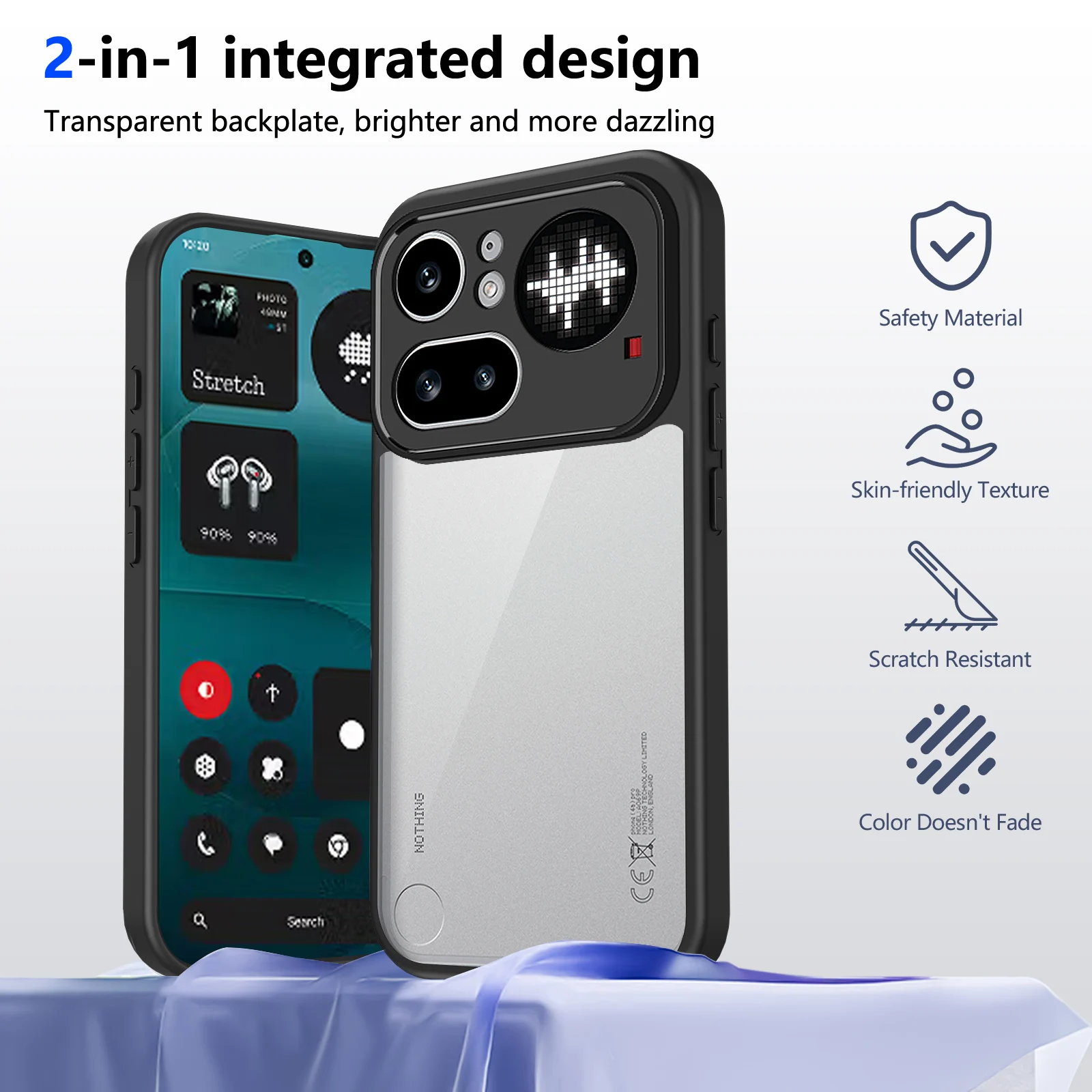 Чехол Fudna Deluxe из акрила и матового поликарбоната для Nothing Phone 4A Pro/4A, противоударный бампер