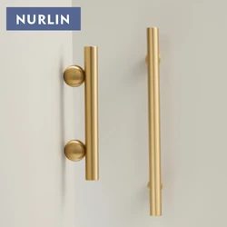 Nurlin Brass Round Ball Foot Cabinet Knobs 4 Sizes Long Door Pull T-bars Antioxidant Protection Furniture Handle
