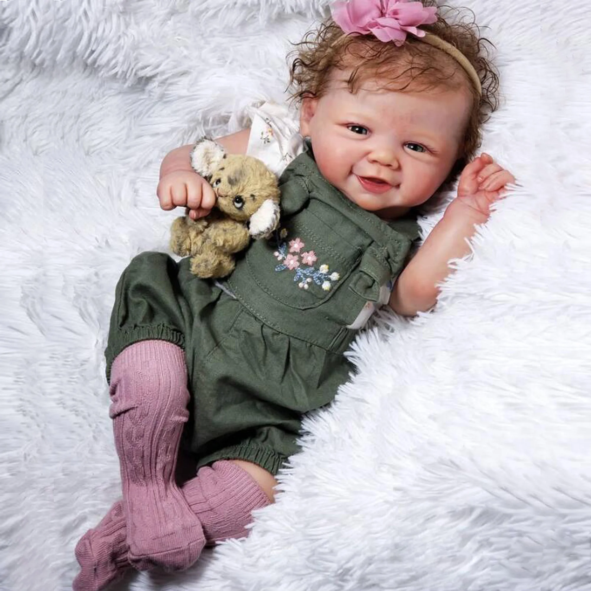 

Bebê Reborn Dolls 45CM Vivienne Painted Newborn Baby Doll With Rooted Hair Toys For Kids muñecas reborn reales para niñas