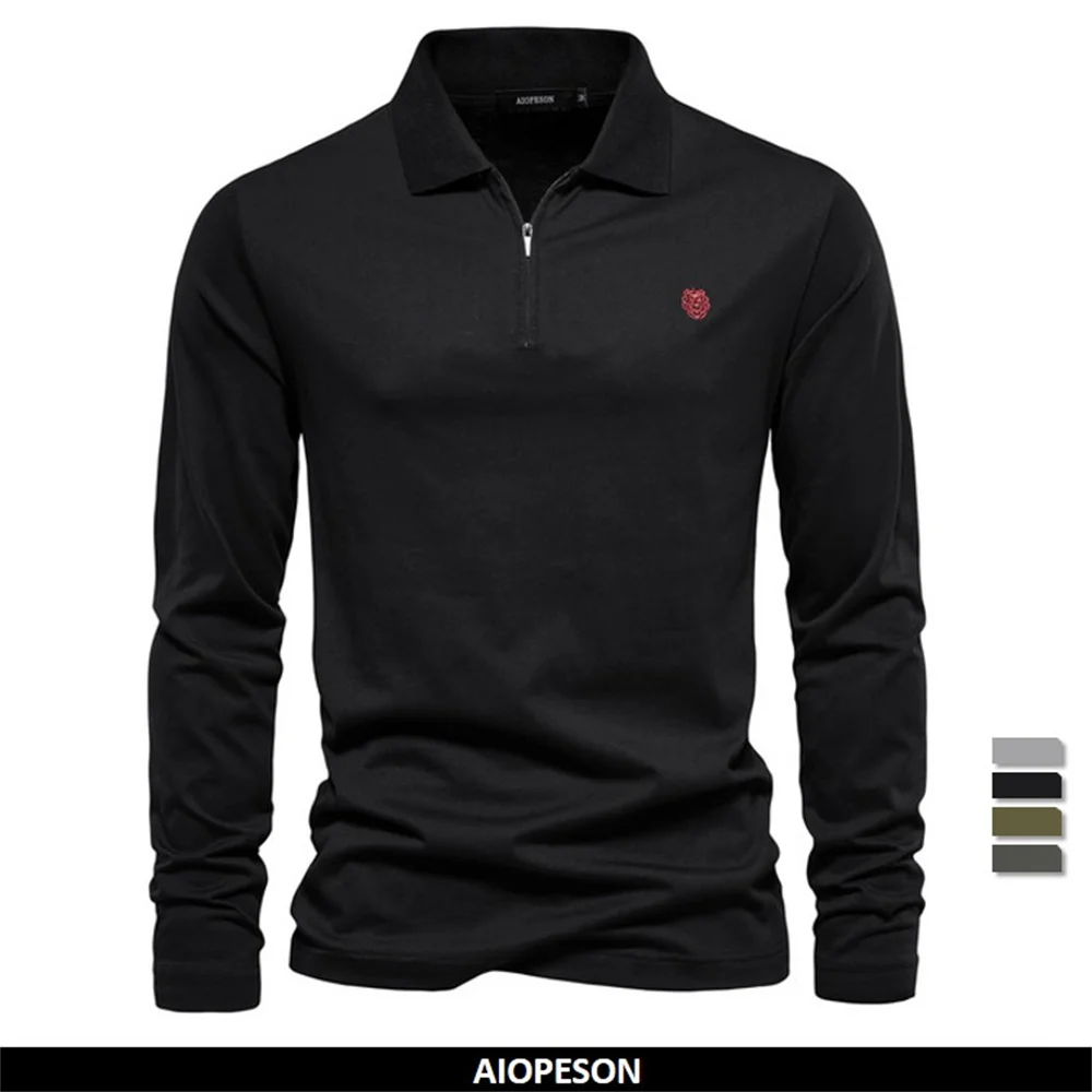 AIOPESON Men's 100% Cotton Polo Shirts Casual Solid Color