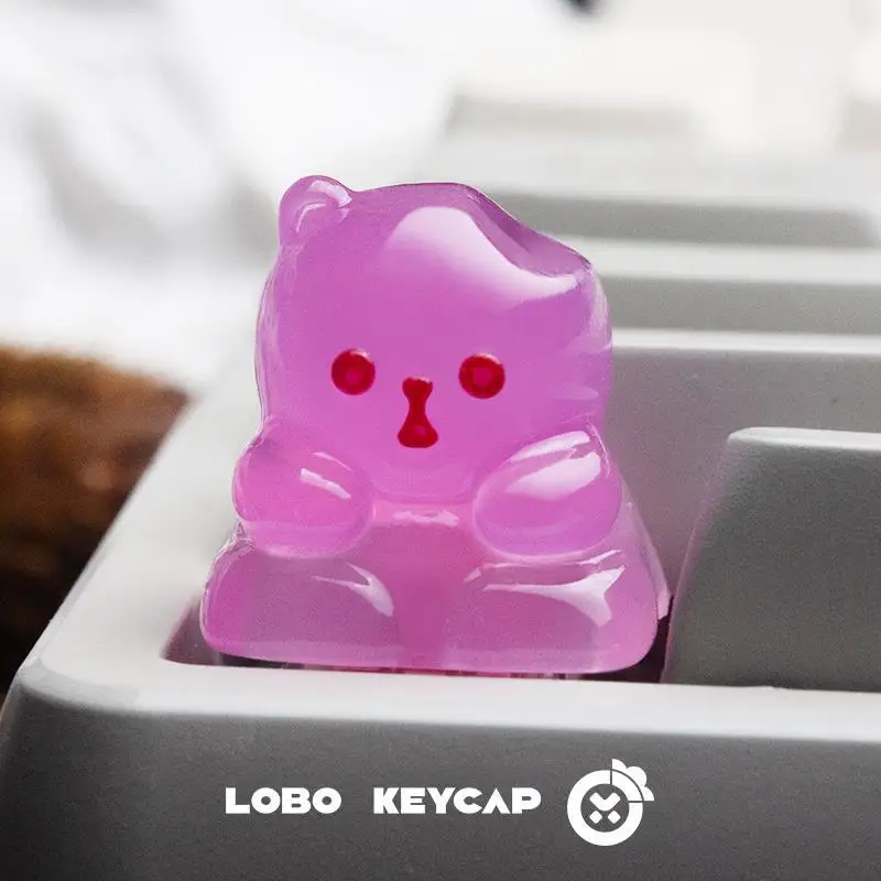 لوبو Keycap الكرتون الدب الصغير غائر شفافة Keycap شخصية الراتنج الفن كيكابس لوحات المفاتيح الميكانيكية لعبة الديكور هدية