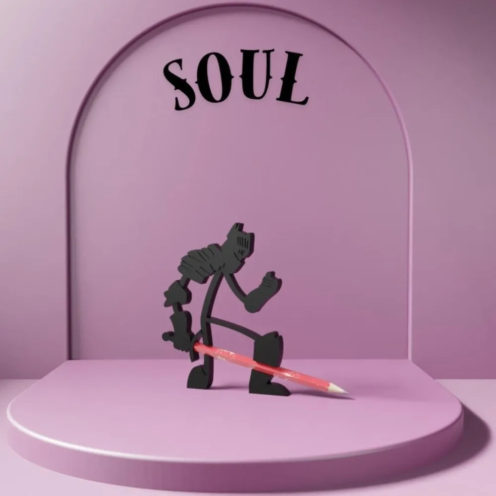 Plastic Stickman Warrior Pen Holder 3D Black Pen Container 3D Printed Pencil Stand Cartoon Desktop Decor Funny Pen Ornament
