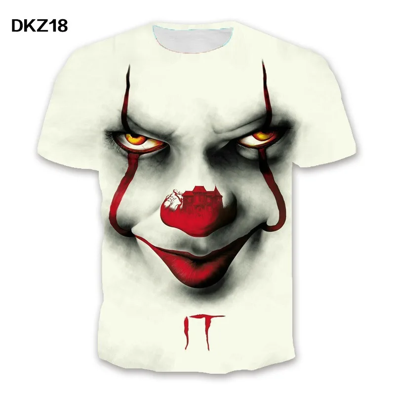 Hot New Pattern T-shirt Clown Theme Men\'s T-shirt 3D Printed Halloween Short Sleeve Printed Costume Street Fashion Punk&Gothic