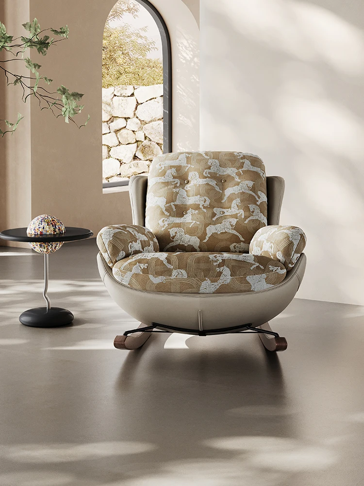 

Итальянское одиночное кресло-качалка, дизайнерское легкое роскошное современное простое кресло-качалка для балкона, дома, гостиной, ленивое кресло для отдыха