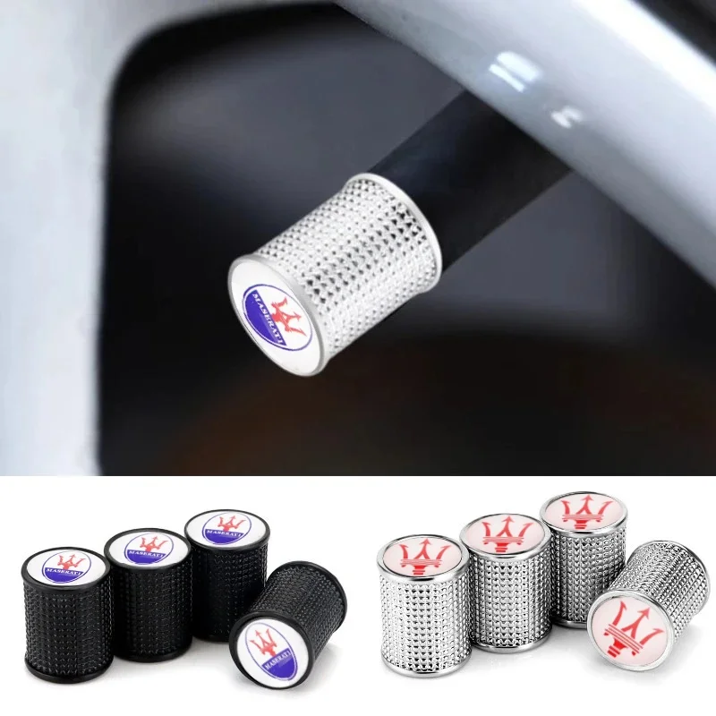

4pcs Car Wheel Valve Caps Tire Valve Cover Decoration for Maserati Quattroporte Cabrio GT Levante Ghibli Gran GC Granturismo
