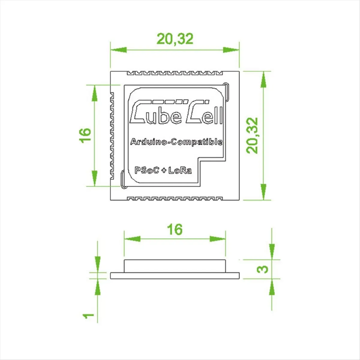 SX1262 Cubecell LoRa Node AM02 Module LoRa IoT A Supports for Platform Secondary Development 433-510Mhz
