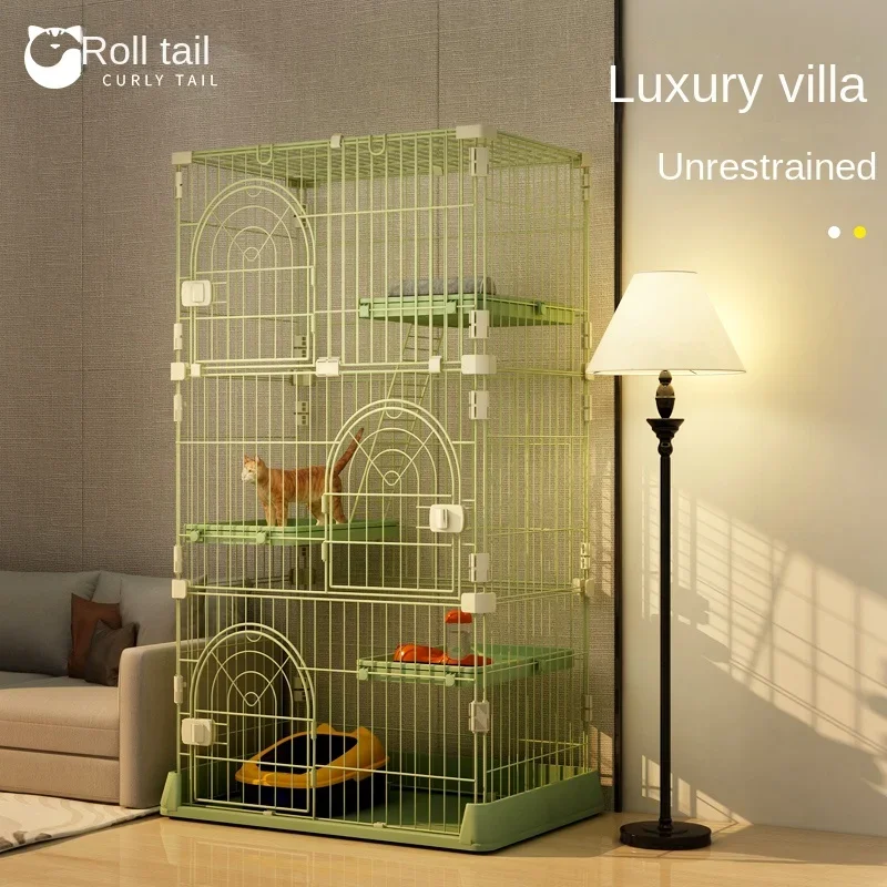

Light Luxury Pet Cat Large Space MultiStory Cat Cage Household Dedicated Indoor Kitten Portable Villa House Pet Supplies Safe