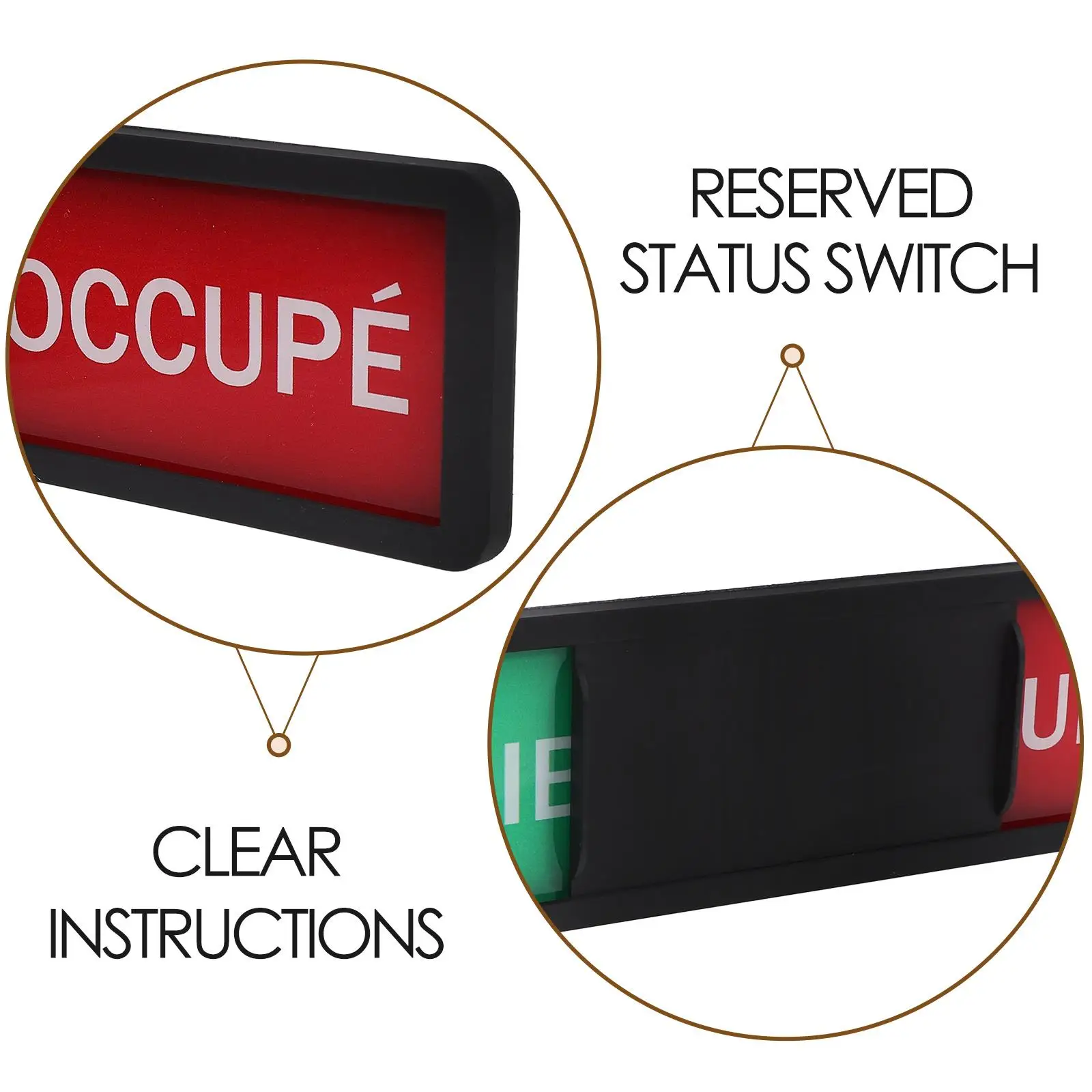 Status Switch Sign for Door In Use Vacant Privacy Conference Room Bathroom Marker High Visibility Office Sliding Door Signs