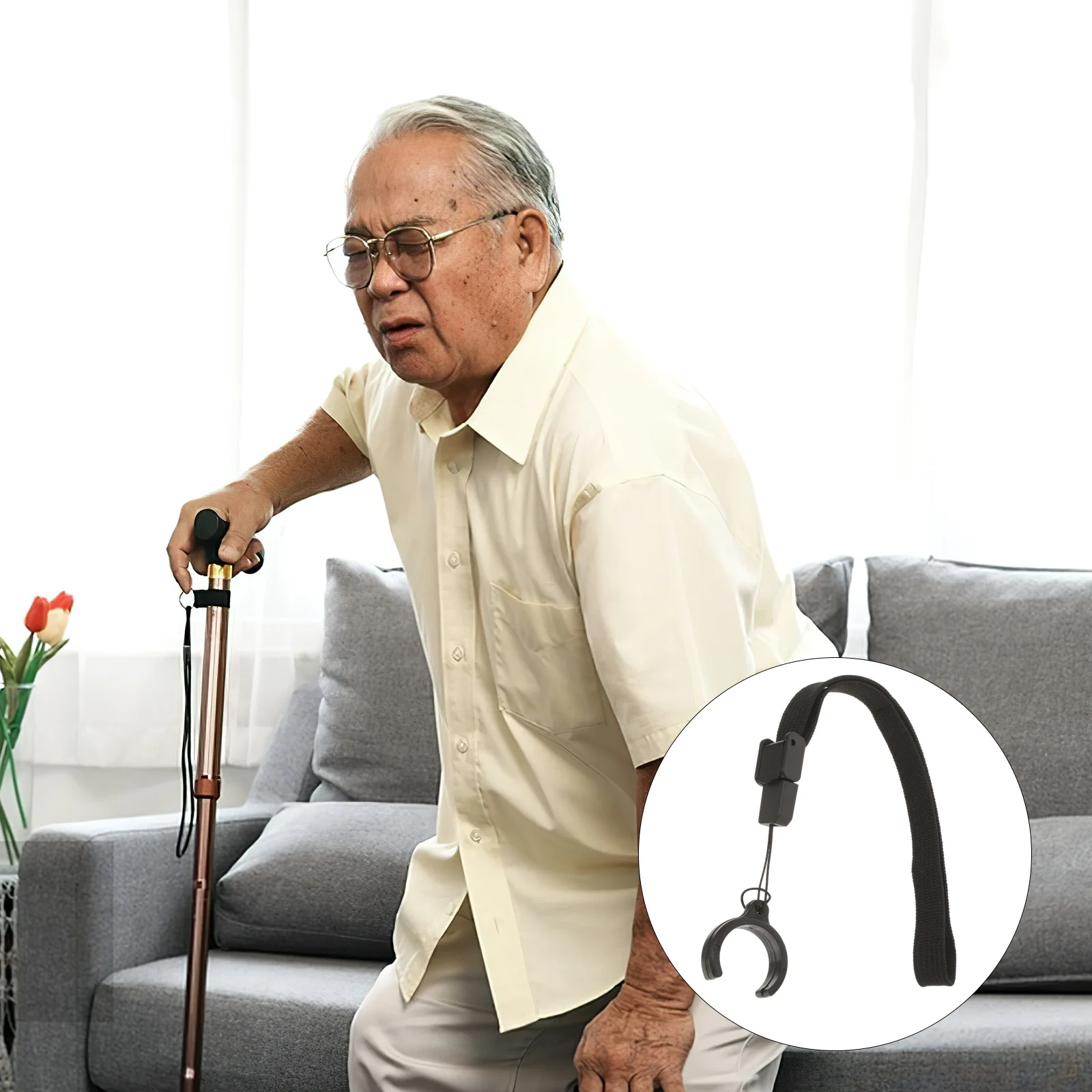 

2Pcs Cane Accessories Anti Lost Wrist Strap for Canes and Handbags Lightweight Elderly Protection Cane Lanyard