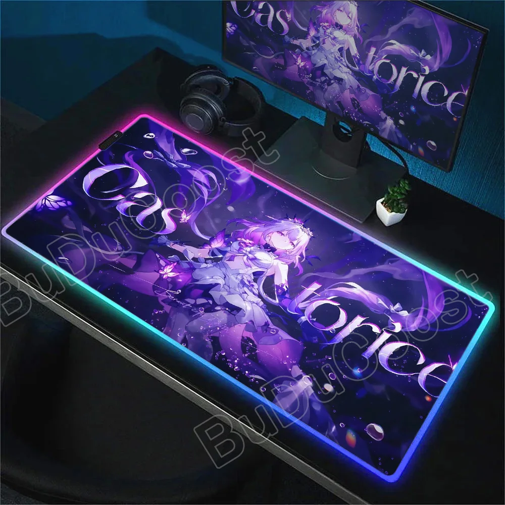 Novo anime phainon cerydra gamer rgb mousepad honkai estrela ferroviário mouse pad portátil gaming mouse tapete escritório xxl antiderrapante teclado