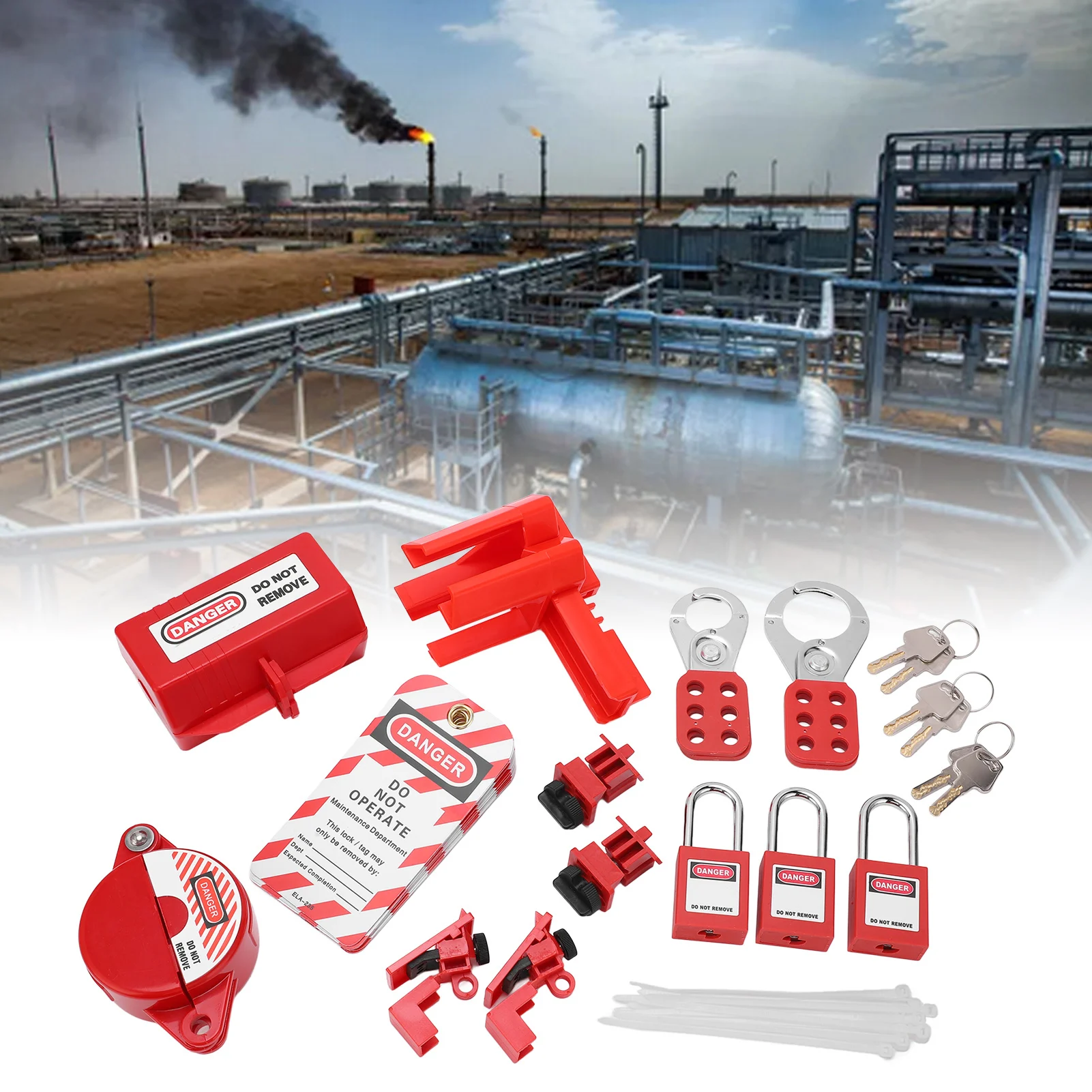 

Electrical Lockout Tagout Kit - Complete Circuit Lock Outs Set with Circuit Breaker Lockouts Device & Storage Bag for Safety