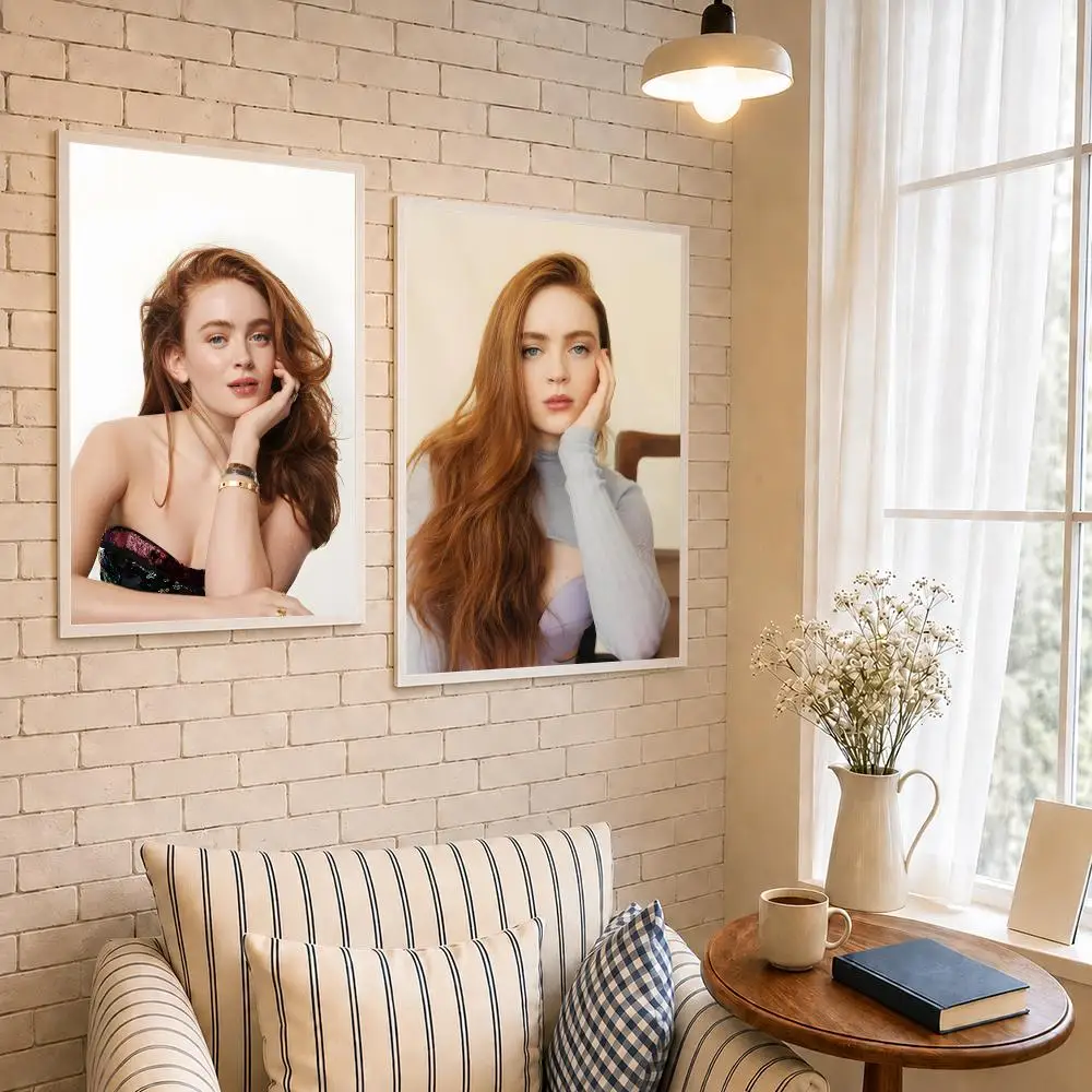 Actress S-Sadie Sink American Screen Star Poster PP Self-Adhesive Wall Decor for Bedroom,Living Room,Dorm,Bar Aesthetic Gift