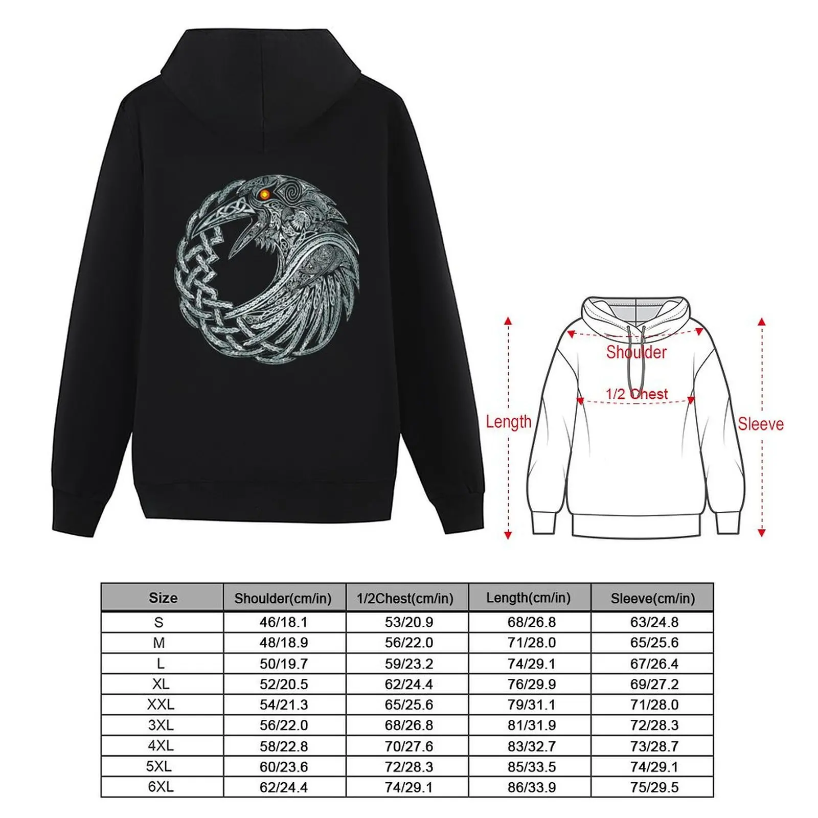 Celtic Raven Hoodie men's clothes hooded shirt anime clothing men's autumn clothes new hoodies and sweatshirts