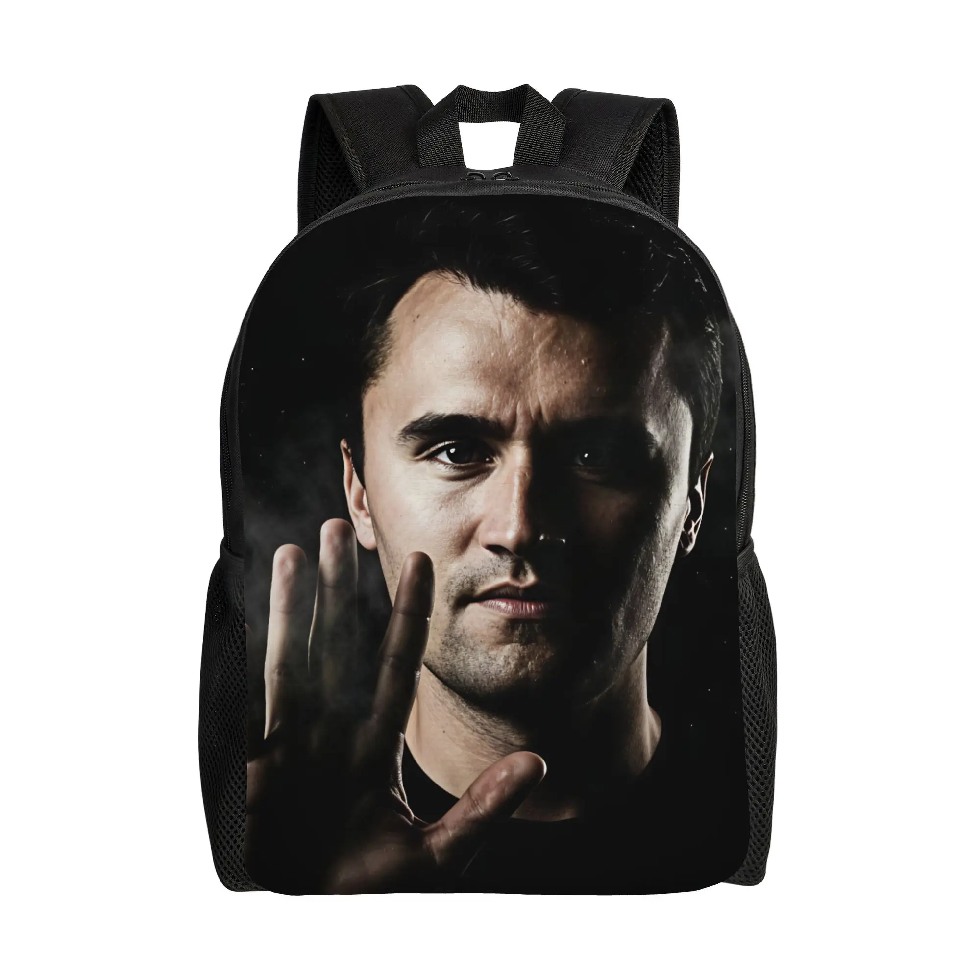 Smoke Background Stop Gesture Charlie Kirk Backpack Outdoor Style Backpacks Girl Casual High School Bags Lightweight Rucksack