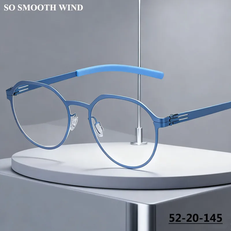 

Polygon Round Glasses Frame Men Women Prescription Thin Eyeglasses Germany Design Ultralight Screwless Myopia Reading Spectacles