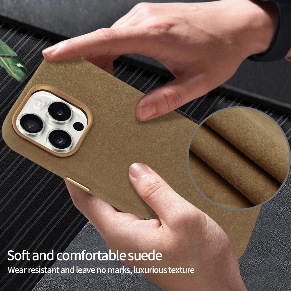 Funda de teléfono de gamuza para iPhone 17 pro con cubierta anticaída de carga inalámbrica magnética Compatible con iPhone 17 16 15 pro Max