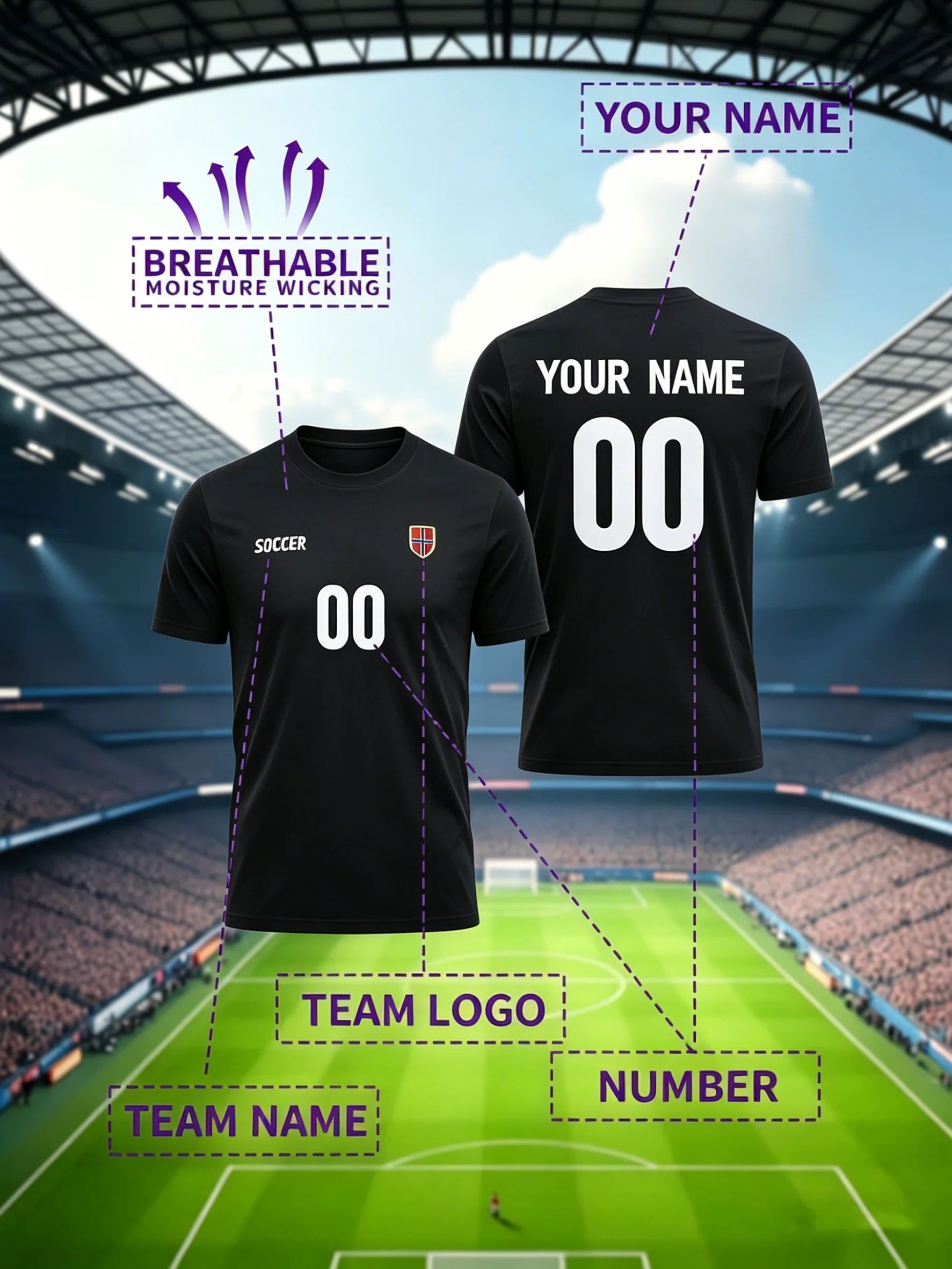 Passen Sie das Muster Ihrer Lieblings-Fußballmannschafts-Spielerbekleidung individuell an. Personalisiertes, modisches Baumwoll-T-Shirt, lässiges, lockeres Sport-Top, weiches T-Shirt – Detail 22