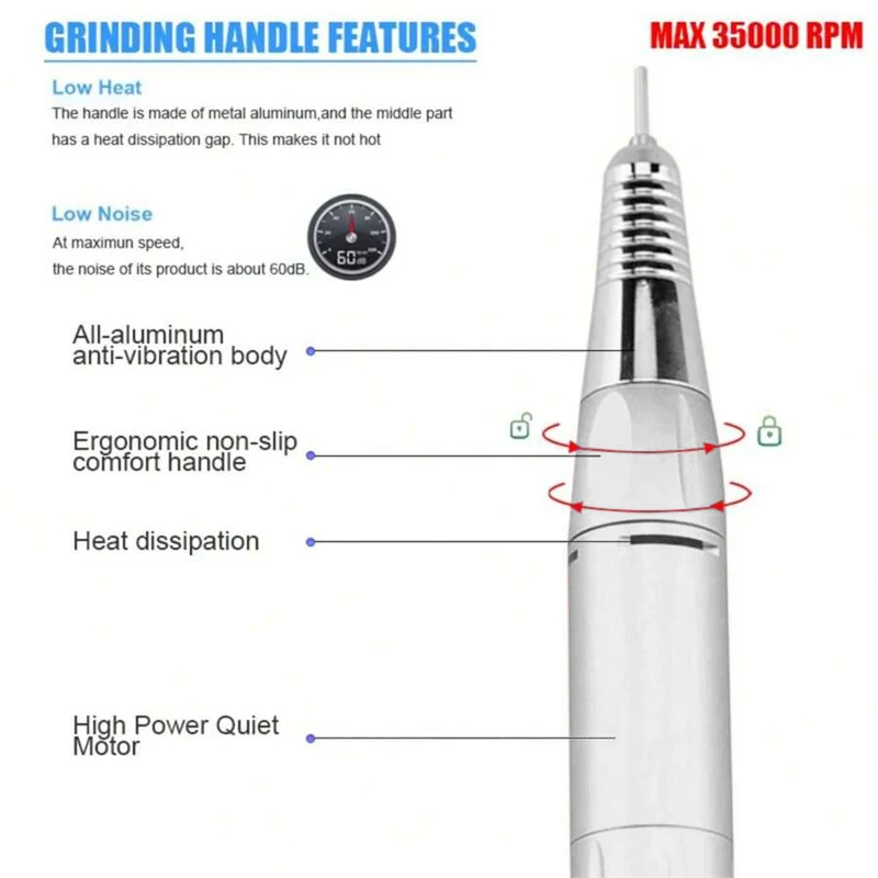 เครื่องขัดเล็บยูวีแบบเปิด35000ไฟฟ้าชาร์จได้เครื่องขัดเล็บแบบ USB