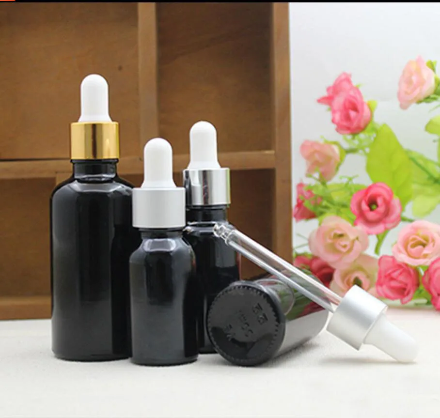 50ML black glass bottle essential oil liquid serum complex recovery dropper gel serum liquid skin care cosmetic packing