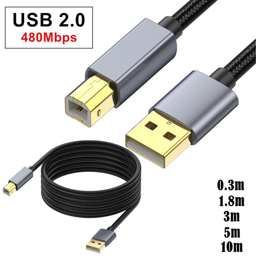 

10M 5M 3M USB-кабель для принтера USB Type B «папа-папа» USB2.0 Кабель для принтера Canon Epson HP ZJiang Label Printer USB 2.0 Кабель для принтера
