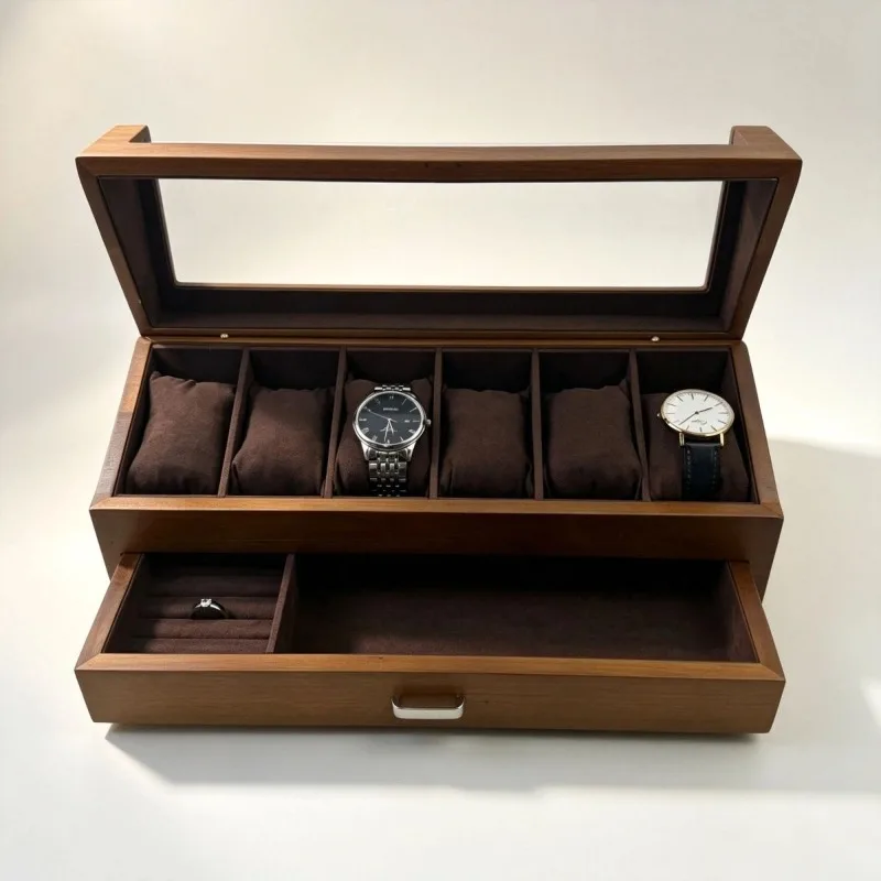 Solid Wood Watch Box Dustproof Large Capacity Watch Boxes Multifunctional Double Layer Watches Organizer Case Luxury Gift Cases