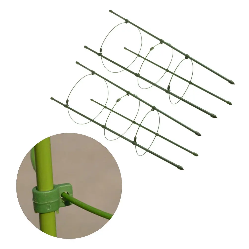 2Pcs Climbing Plant Support Cage Iron Round Garden Trellis Stakes Vine Clips for Plants Flowers Vegetable Stand