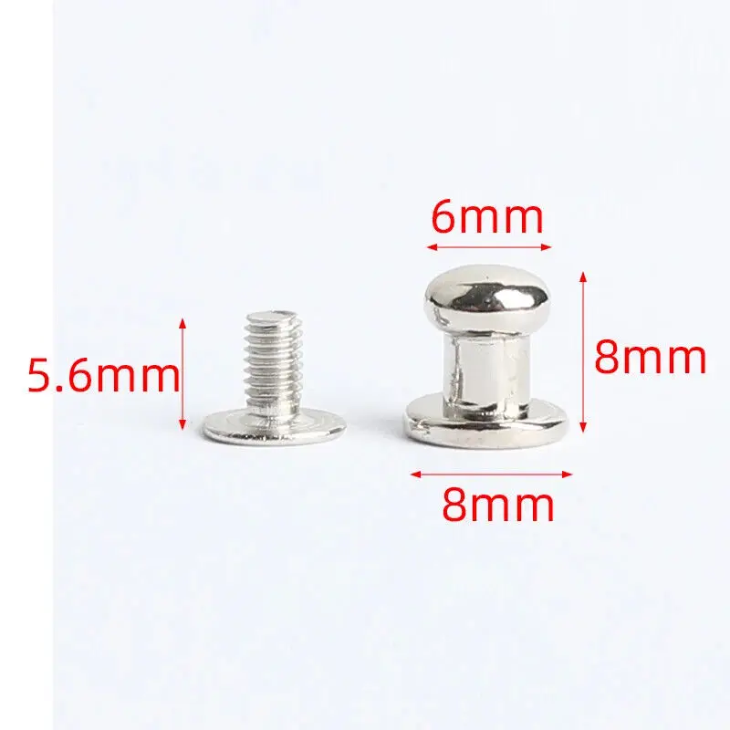 500sets 8*6mm Zinc Alloy Chicago Button Stud Spot Screwback CraftLeather Pin Nail Rivet