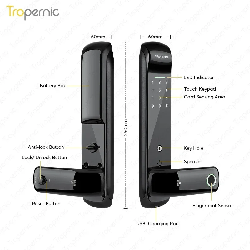 006Exterior Tuya Home Cylinder Electronics Fingerprint Bedroom Smart Door Lock With Ttlock App